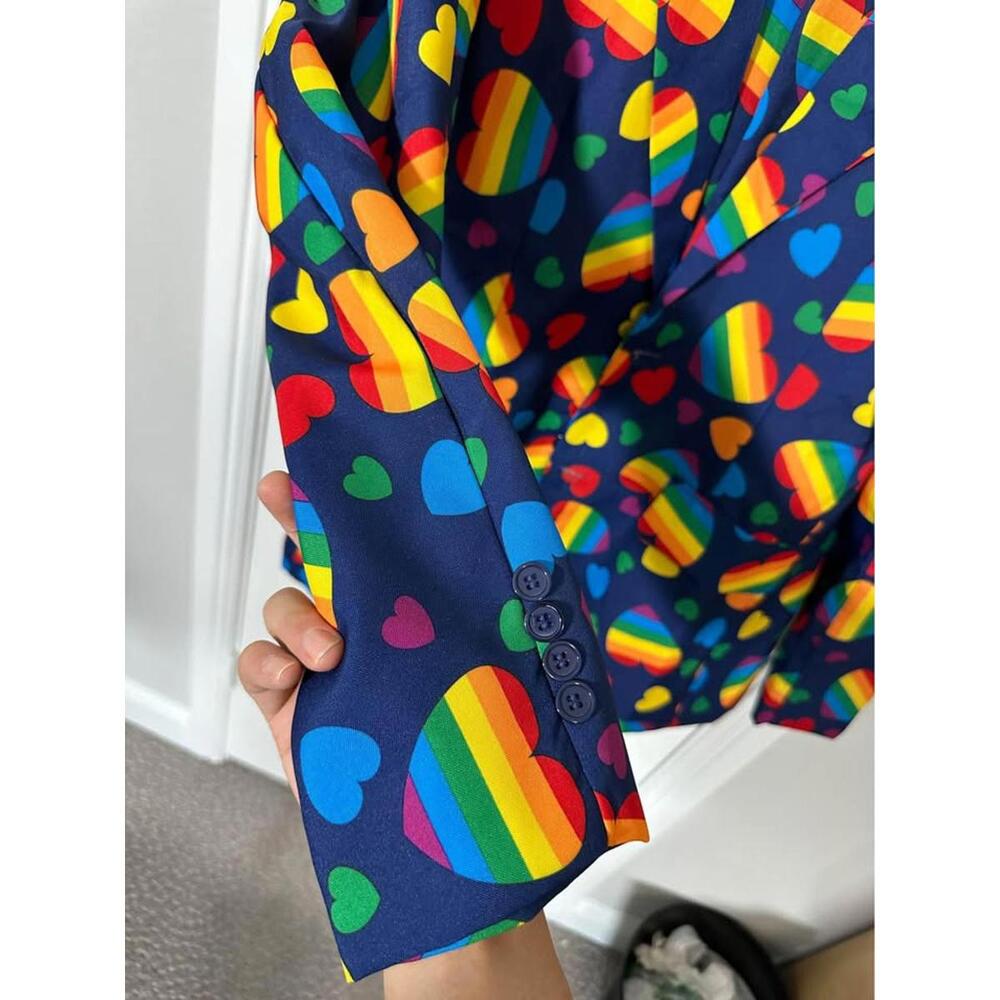 Colorful Heart Pattern Blazer - Picture 3 of 7
